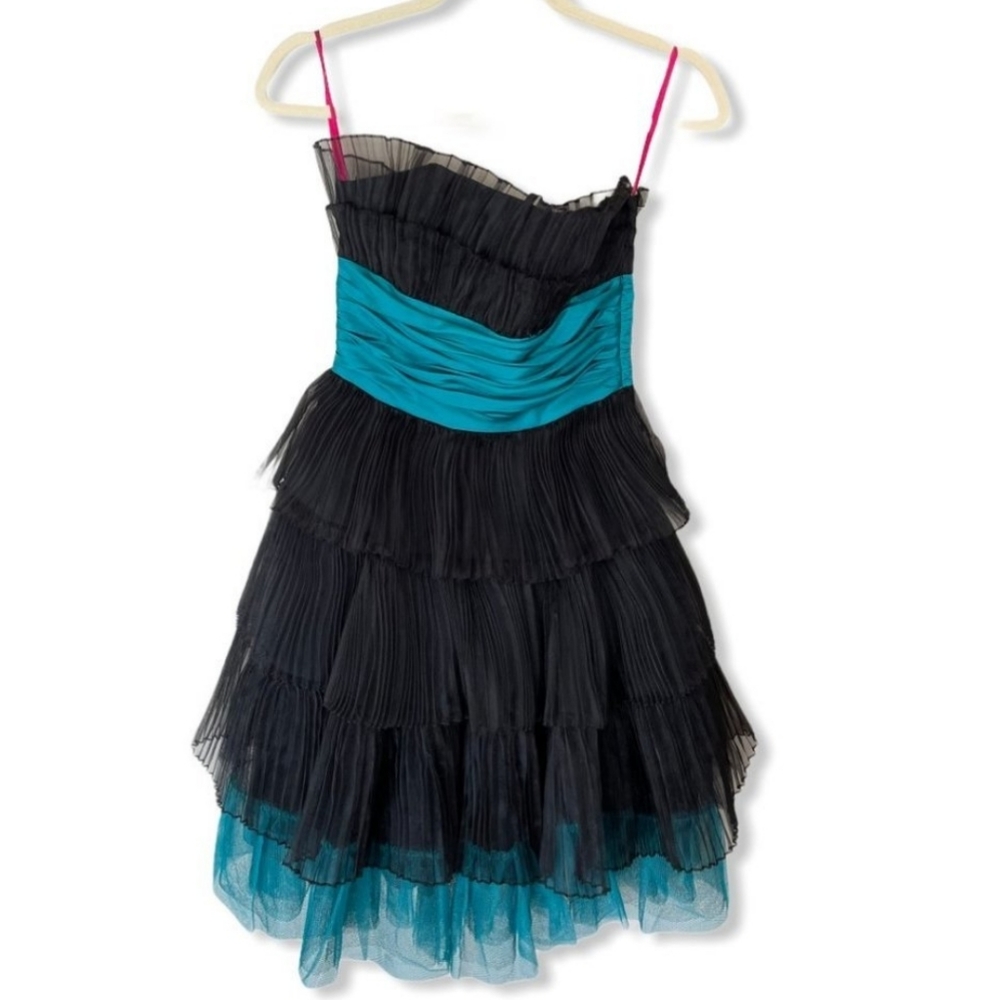 Betsey Johnson size 2 dress teal blue and black cocktail party dress new